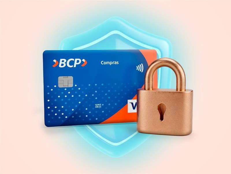 Imagen original de tarjeta BCP y candado